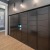 a room with a large black cabinet