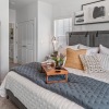 a bedroom with a large bed